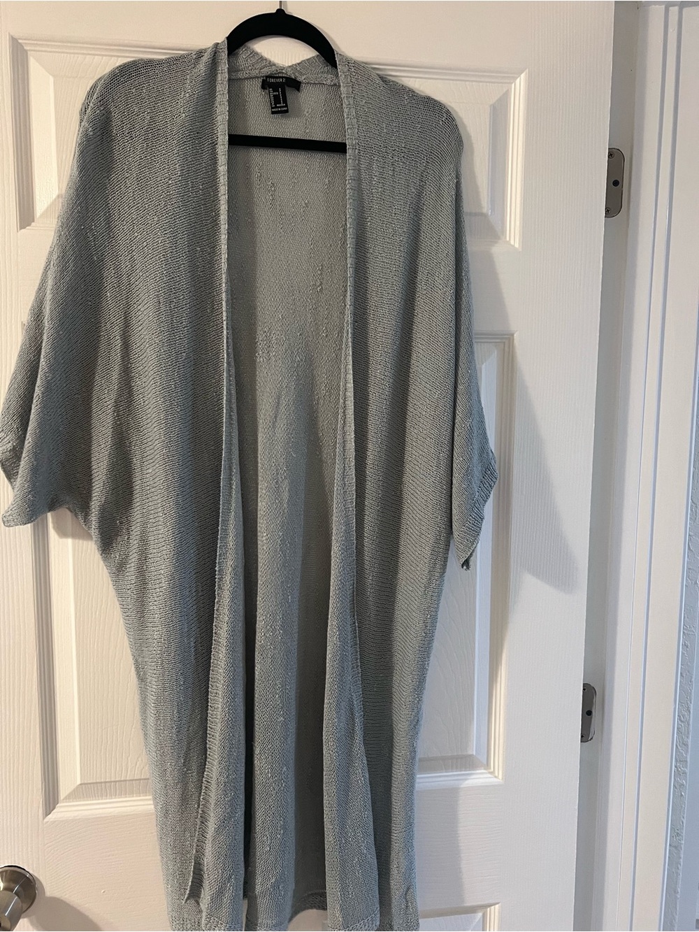 Forever 21 Light Gray Open-Front Knit Cardigan